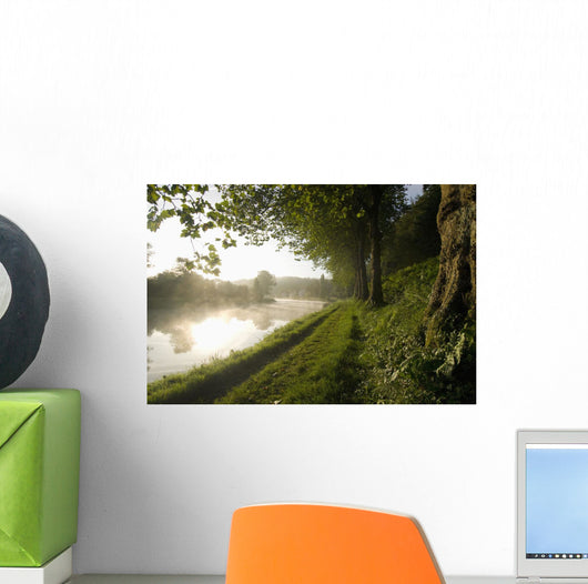 Looking Along The Nantes-Brest Canal On A Misty Morning Wall Mural