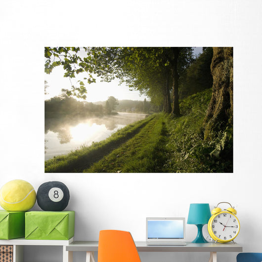 Looking Along The Nantes-Brest Canal On A Misty Morning Wall Mural
