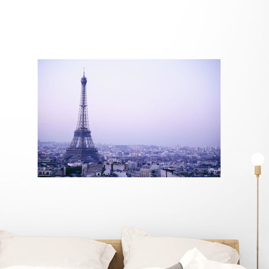 Eiffel Tower At Dusk With Paris Skyline Wall Mural