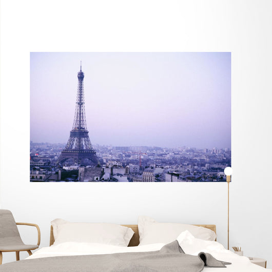 Eiffel Tower At Dusk With Paris Skyline Wall Mural
