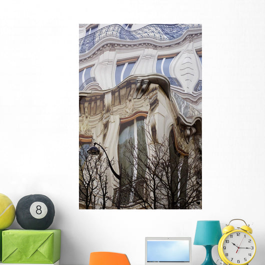 Surreal Swirling Fake Facade Of Building Wall Mural