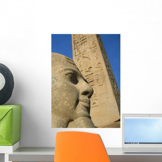 Detail Of Head Of Pharaoh In Front Of Obelisk Wall Mural