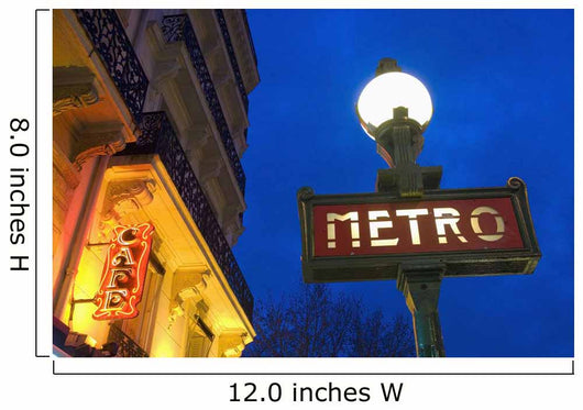 Detail Of Maubert-Mutualite Metro Station And Cafe Signs At Dawn Wall Mural
