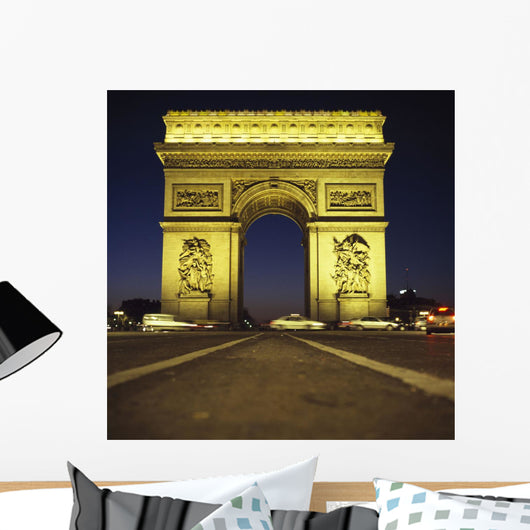 Arc De Triomphe At Night Wall Mural
