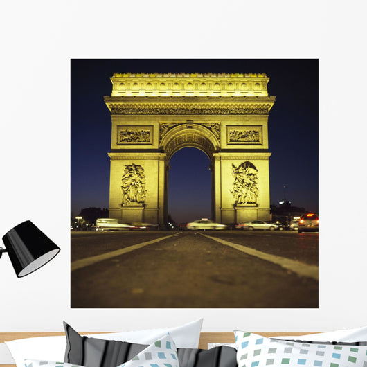 Arc De Triomphe At Night Wall Mural