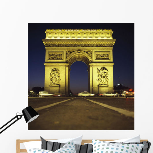 Arc De Triomphe At Night Wall Mural