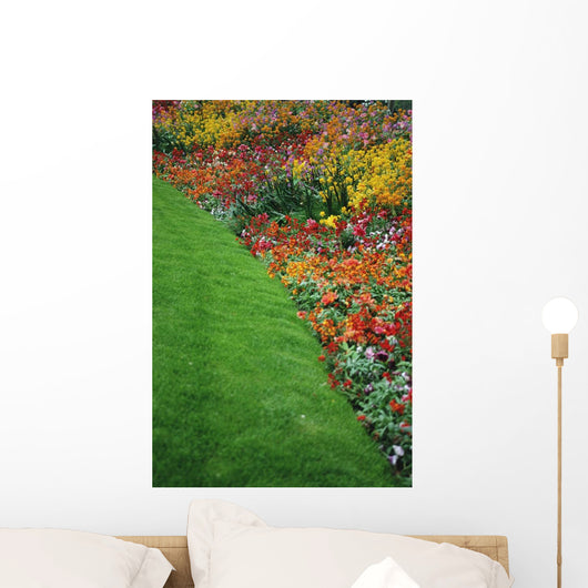 Colorful Flowers And Grass In Paris, Close-Up Wall Mural