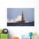 Waves Crashing Against Roker Lighthouse Wall Mural