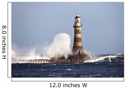 Waves Crashing Against Roker Lighthouse Wall Mural