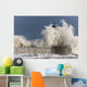 Waves Crashing Up Against A Lighthouse Wall Mural