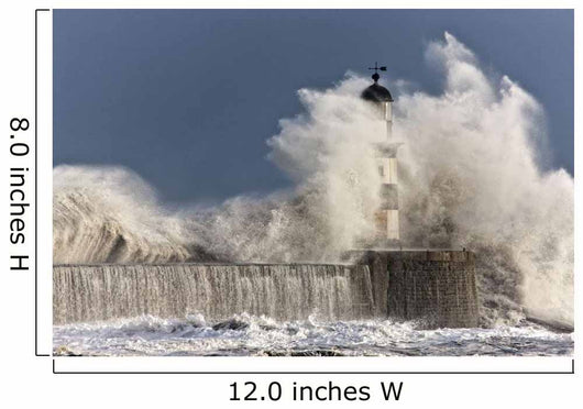 Waves Crashing Up Against A Lighthouse Wall Mural