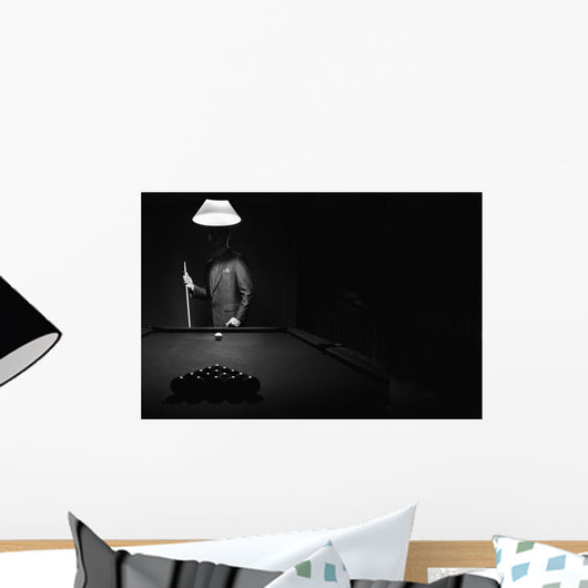 Pool Player in Black and White Wall Mural