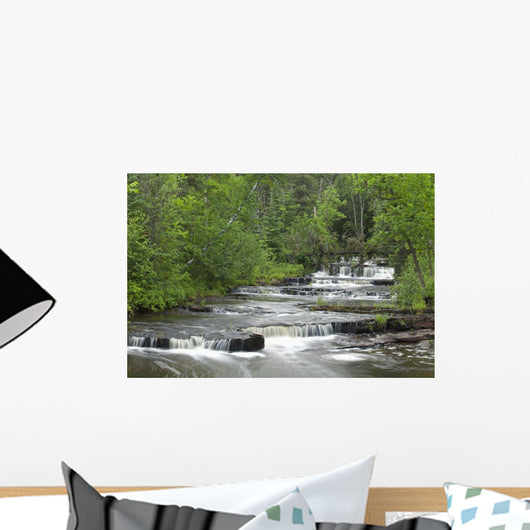 Cascading Falls Along A Creek Wall Mural