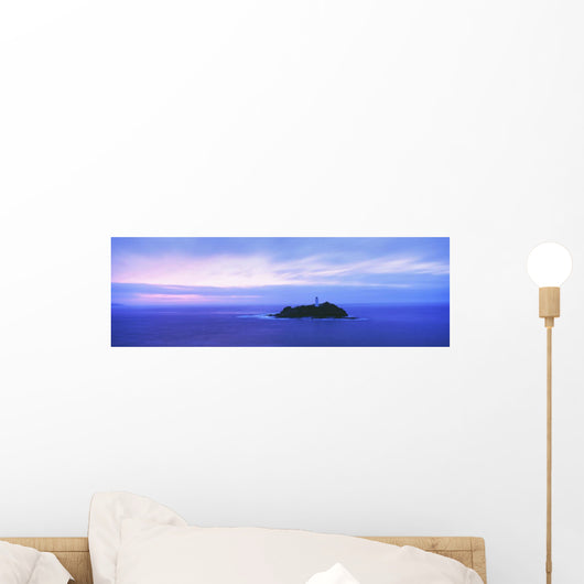 Lighthouse At Dusk Near St Ives Wall Mural