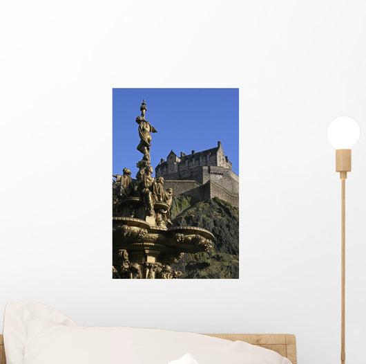 Edinburgh Castle And The Ross Fountain Wall Mural
