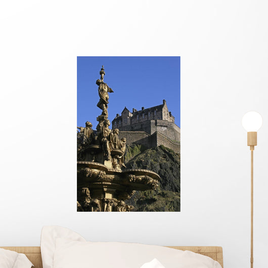 Edinburgh Castle And The Ross Fountain Wall Mural
