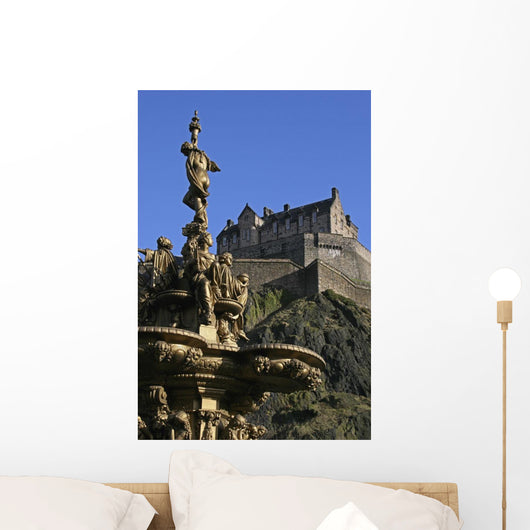 Edinburgh Castle And The Ross Fountain Wall Mural