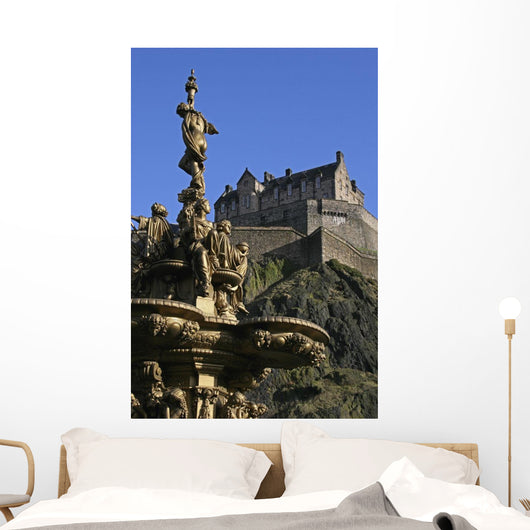 Edinburgh Castle And The Ross Fountain Wall Mural