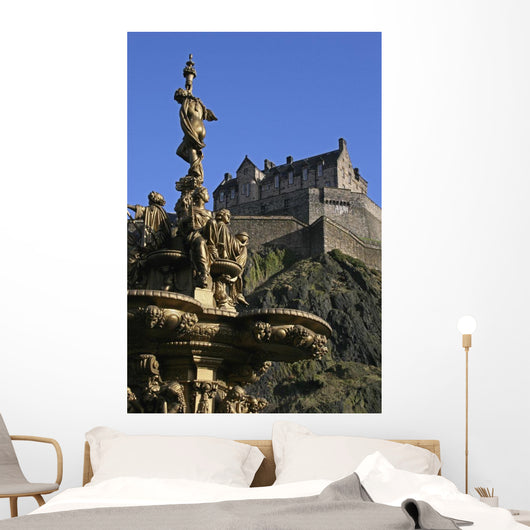 Edinburgh Castle And The Ross Fountain Wall Mural