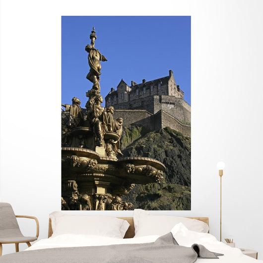 Edinburgh Castle And The Ross Fountain Wall Mural