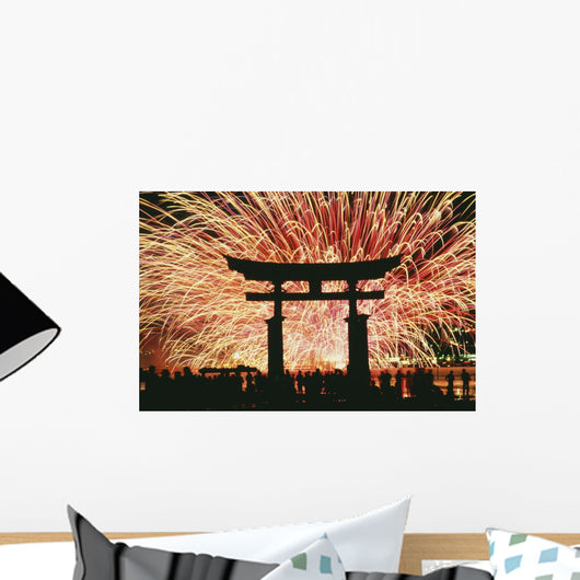Summer Fireworks At Itsukushima Shrine Wall Mural