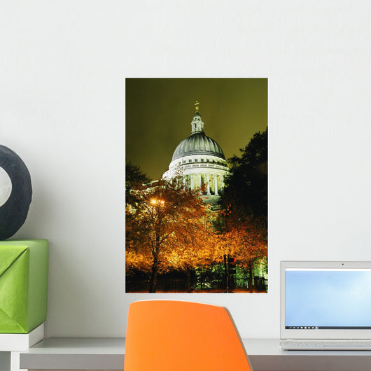 St Paul's Cathedral At Night With Trees Wall Mural
