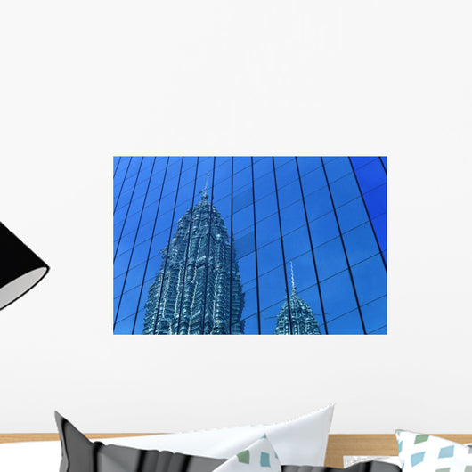 Petronas Towers Reflected In Nearby Office Buildings Wall Mural