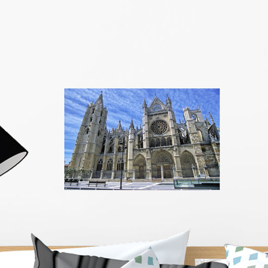 South Facade Of Leon White Gothic Cathedral Wall Mural