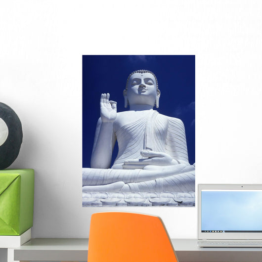 Large Seated White Buddha Wall Mural