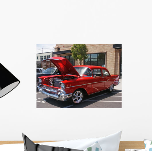 Red Hotrod 57 Chevy Wall Mural