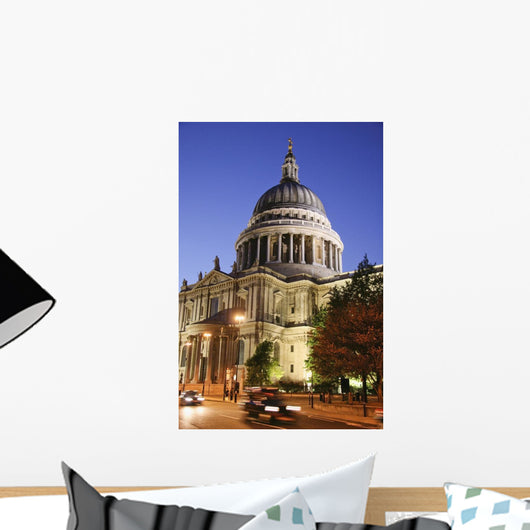 Black Cab Passing St Paul's Cathedral, Blurred Motion Wall Mural