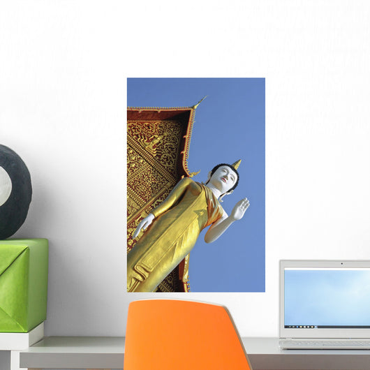 Ornate Temple And Gilded Buddha Statue Wall Mural