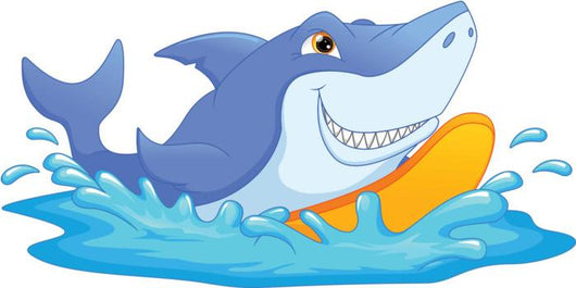 Surfing Shark Cartoon Wall Decal