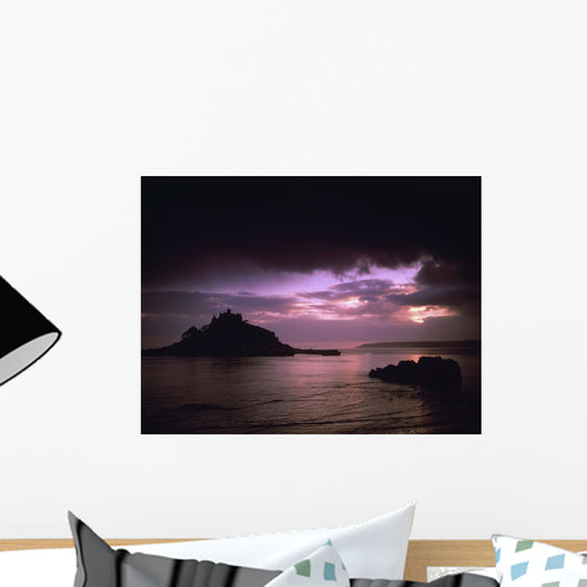 Pink Sky Over St Michael's Mount Wall Mural