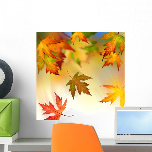 Falling Autumnal Leaves Wall Mural
