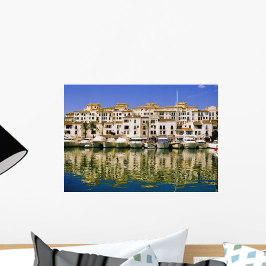 Boats And Houses On Waterfront Wall Mural