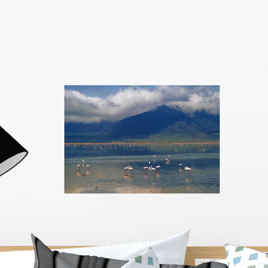 Flamingoes In Crater Lake At Ngorongoro Wall Mural