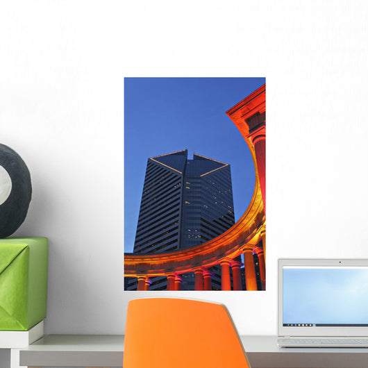 Smurfit-Stone Building Behind Wrigley Square Columns, Low Angle View Wall Mural
