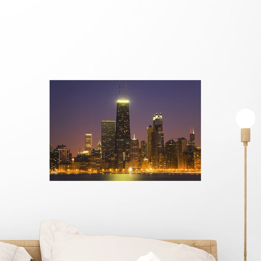 Chicago Skyscrapers With John Hancock Center At Night Wall Mural