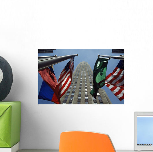 Rockefeller Centre Rca Building And Flags Wall Mural
