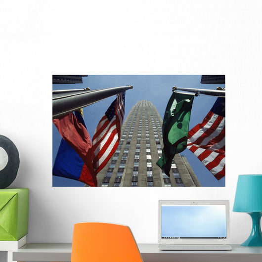 Rockefeller Centre Rca Building And Flags Wall Mural