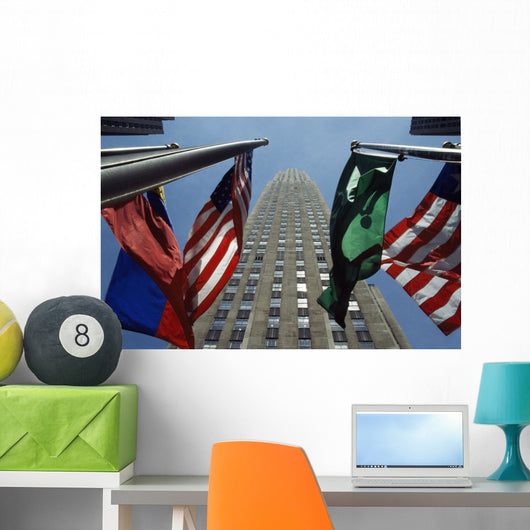 Rockefeller Centre Rca Building And Flags Wall Mural