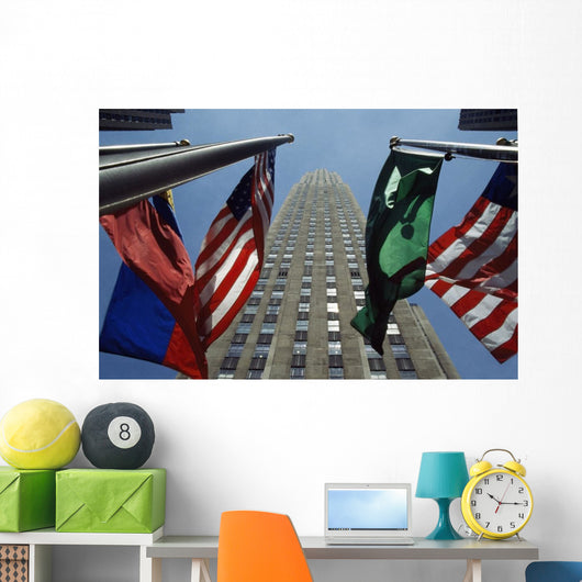 Rockefeller Centre Rca Building And Flags Wall Mural