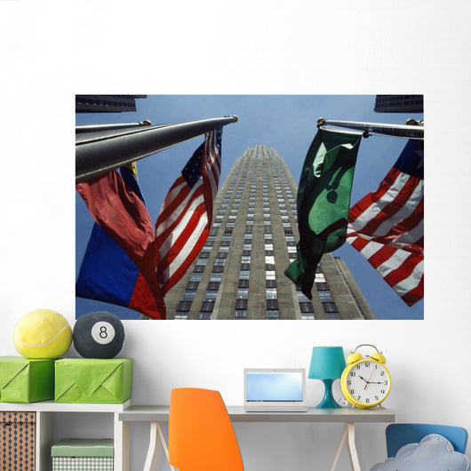 Rockefeller Centre Rca Building And Flags Wall Mural