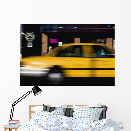 Blurred Yellow Taxi Wall Mural