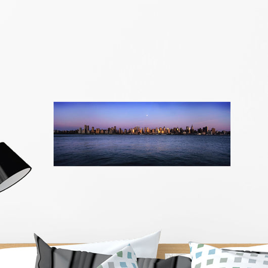 Moon Over Midtown Manhattan Skyline At Dusk Wall Mural