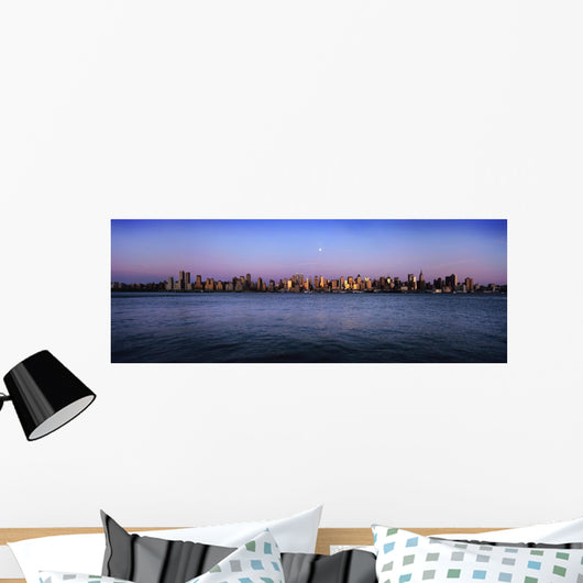 Moon Over Midtown Manhattan Skyline At Dusk Wall Mural