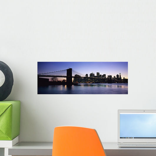 Sunset Over Lower Manhattan And Brooklyn Bridge Wall Mural
