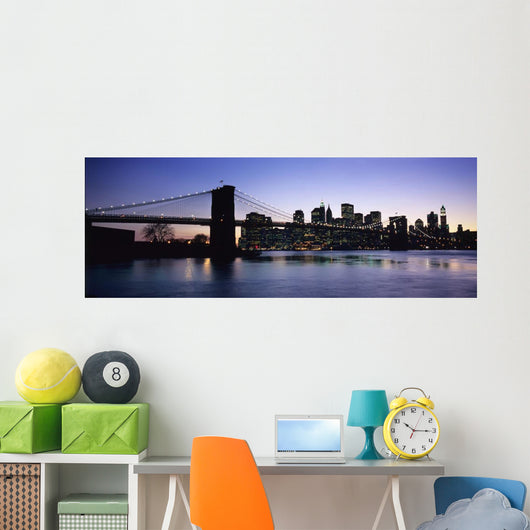 Sunset Over Lower Manhattan And Brooklyn Bridge Wall Mural