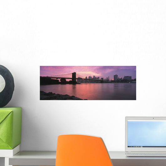 Sunset Over Lower Manhattan And Brooklyn Bridge Wall Mural